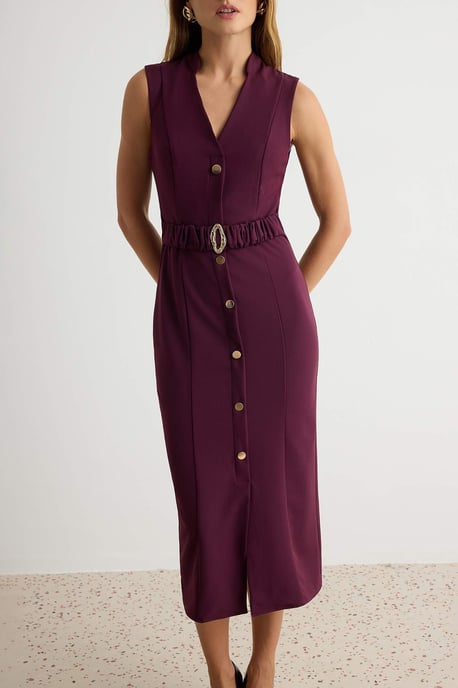 TRENDYOLMİLLA Dam Lila Enfärgad Midi Ärmlös Bodycon Klänningar - Image 2