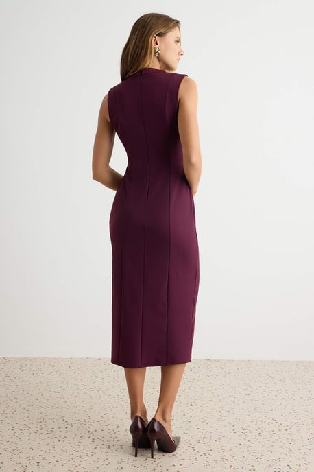 TRENDYOLMİLLA Dam Lila Enfärgad Midi Ärmlös Bodycon Klänningar - Image 3