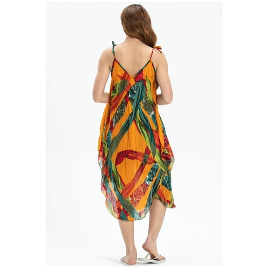 Nguo ya Majira ya Joto ya Strappy Voile Aphrodite Midi Urefu Haradali - Image 4