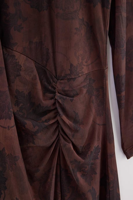 Trendyol Curve Dames Bruin Met grafische print Maxi Lang A-lijn Grote maten Jurk - Image 5