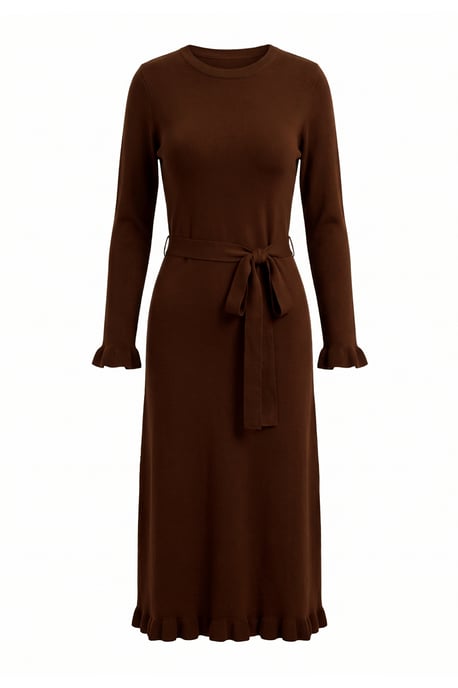 Trendyol Modest Dam Brun Enfärgad Maxi Lång Etuimodell Modest Klänningar - Image 4