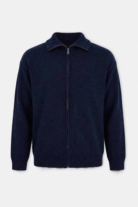TRENDYOL MAN Men's Dark blue Plain Long Oversize Cardigans - Image 3