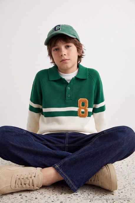 TRENDYOLKIDS Jongens Groen Effen Lang, Regular fit Truien - Image 2