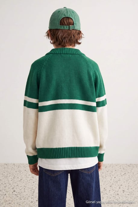 TRENDYOLKIDS Jongens Groen Effen Lang, Regular fit Truien - Image 3