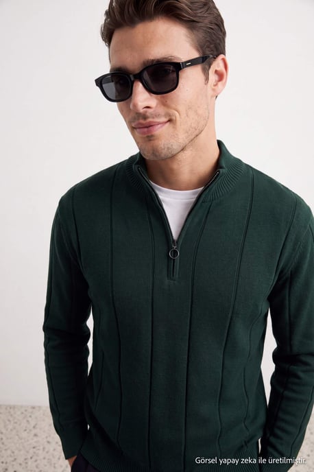 TRENDYOL MAN Men's Khaki Striped Long Regular fit Sweaters - Image 2
