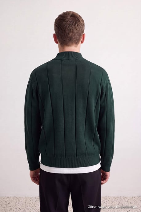 TRENDYOL MAN Men's Khaki Striped Long Regular fit Sweaters - Image 3