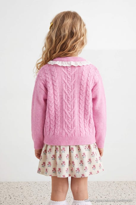 TRENDYOLKIDS Flickor Rosa Enfärgad Lång, Regular fit Tröjor - Image 3