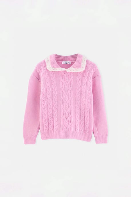 TRENDYOLKIDS Flickor Rosa Enfärgad Lång, Regular fit Tröjor - Image 4