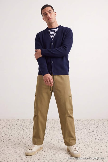 TRENDYOL MAN Heren Donkerblauw Effen Lang, Regular fit Vesten - Image 6