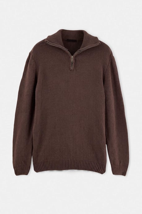 TRENDYOL MAN Men's Brown Plain Long Regular fit Sweaters - Image 1