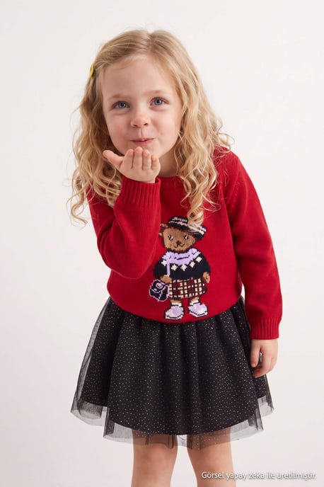 TRENDYOLKIDS Flickor Röd Med grafiskt tryck Lång, Regular fit Tröjor - Image 2