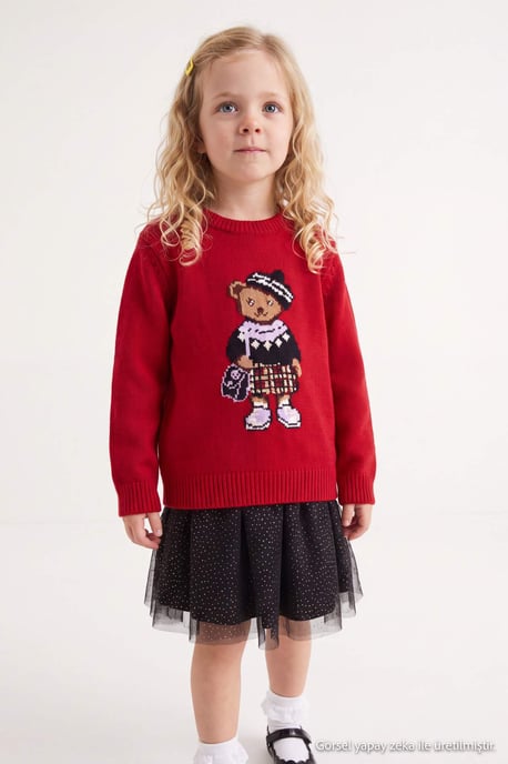 TRENDYOLKIDS Flickor Röd Med grafiskt tryck Lång, Regular fit Tröjor - Image 6