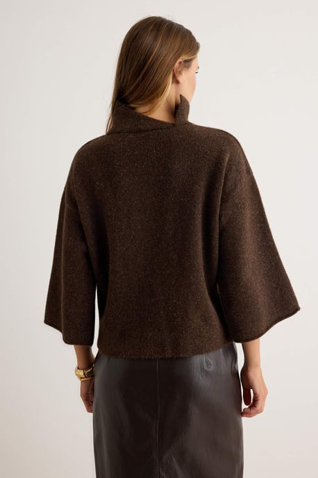TRENDYOLMİLLA Women's Brown Plain Long Loose Sweaters - Image 3