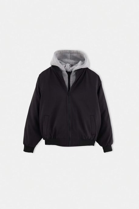 TRENDYOLKIDS Boys Black Plain Oversize Winter Jackets - Image 1