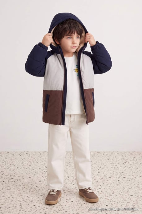 TRENDYOLKIDS Boys Multicolor Color block Regular fit Winter Jackets - Image 5