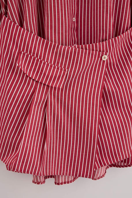 Trendyol Curve Women's Burgundy Striped Short / Mini Long A-line Plus Size Dress - Image 5