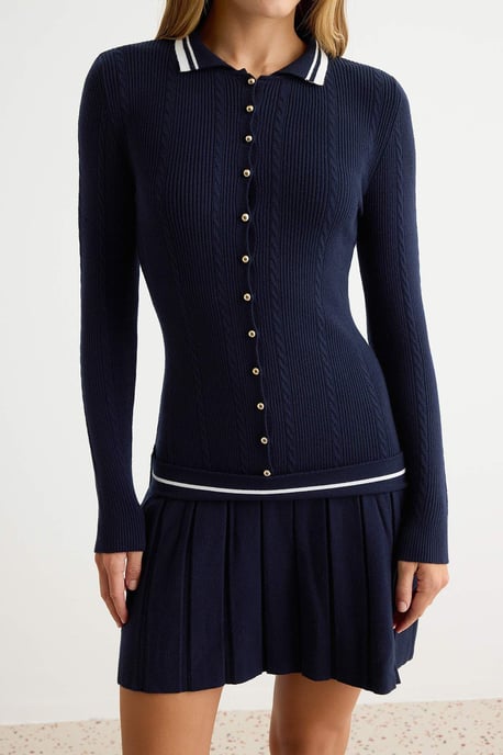 TRENDYOLMİLLA Dam Mörkblå Colorblock Extra Kort Super Mini Lång Bodycon Klänningar - Image 2
