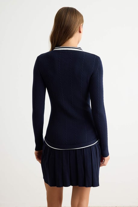 TRENDYOLMİLLA Dam Mörkblå Colorblock Extra Kort Super Mini Lång Bodycon Klänningar - Image 3