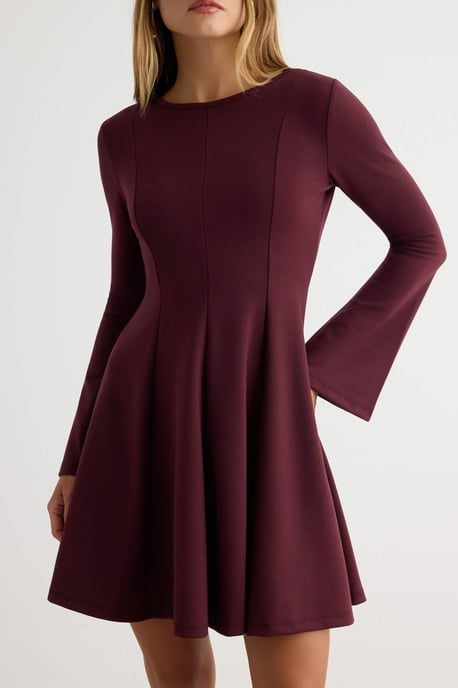 TRENDYOLMİLLA Dames Paars Effen Kort / Mini Lang Skater Jurken - Image 2