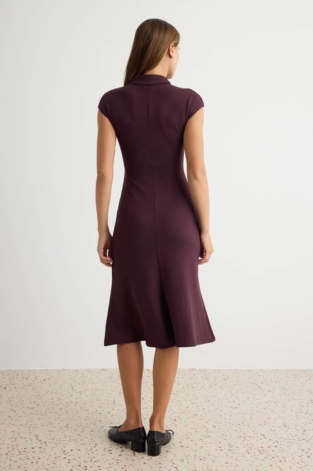 TRENDYOLMİLLA Dam Vinröd Enfärgad Midi Kort Bodycon Klänningar - Image 3
