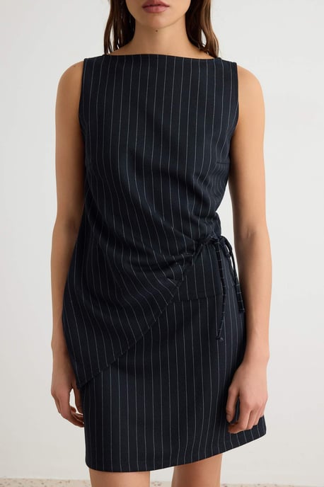 TRENDYOLMİLLA Women's Dark blue Striped Short / Mini Sleeveless Bodycon Dresses - Image 2