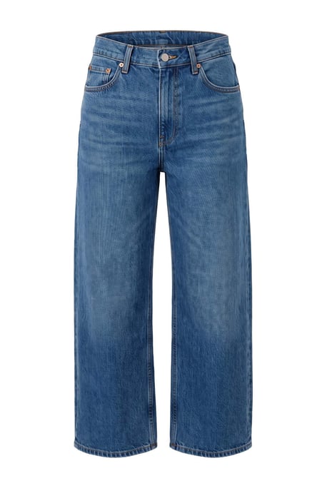TRENDYOLMİLLA Women's Blue Plain Barrel Normal waist Jeans - Image 1