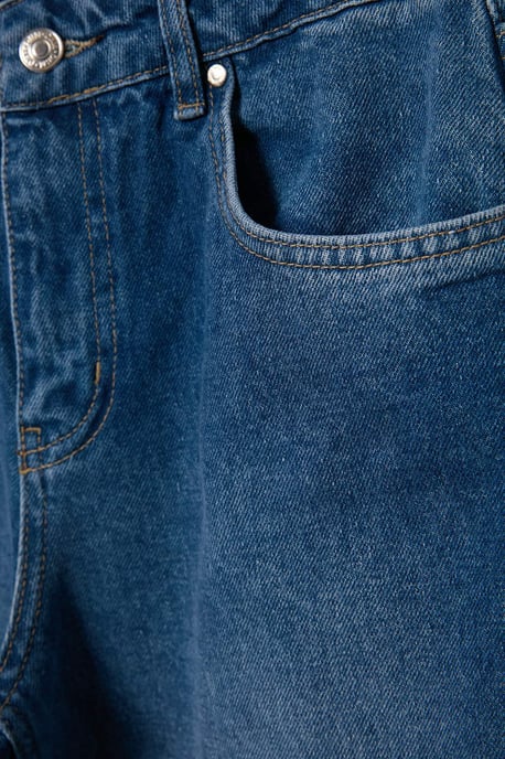 TRENDYOLMİLLA Women's Blue Plain Barrel Normal waist Jeans - Image 3