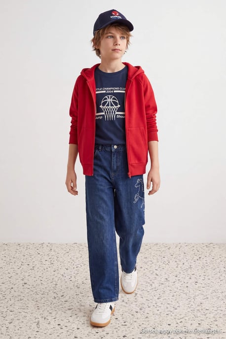 TRENDYOLKIDS Boys Blue Plain Normal waist Jeans - Image 6