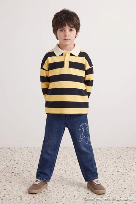 TRENDYOLKIDS Jongens Blauw Effen Normale taille Jeans - Image 3
