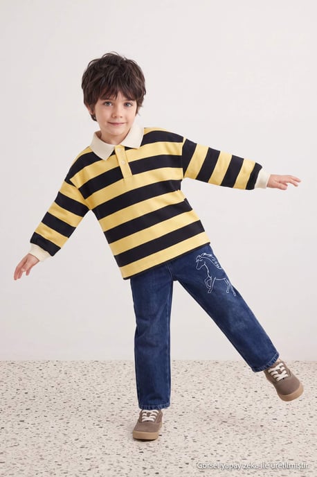TRENDYOLKIDS Jongens Blauw Effen Normale taille Jeans - Image 4