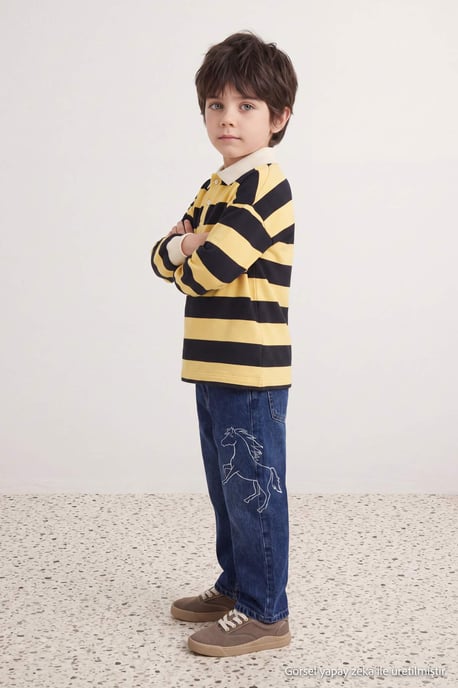 TRENDYOLKIDS Jongens Blauw Effen Normale taille Jeans - Image 6