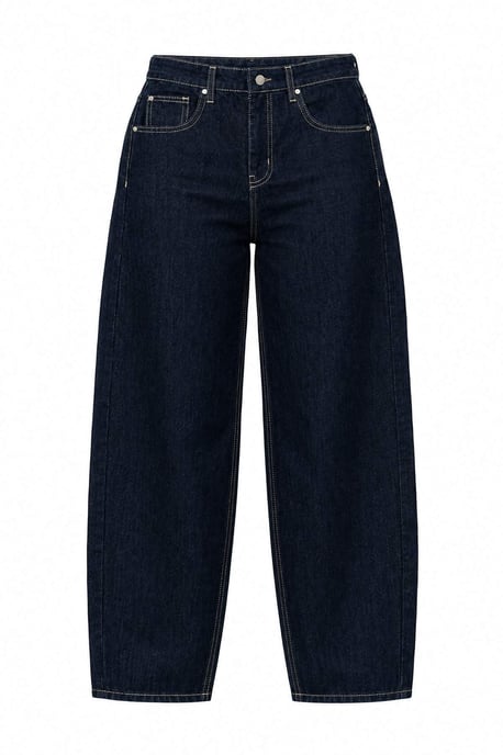 TRENDYOLMİLLA Women's Blue Plain Barrel Normal waist Jeans - Image 1