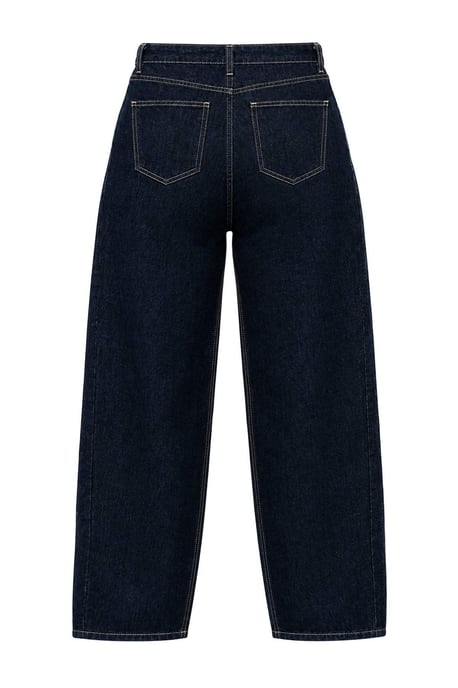 TRENDYOLMİLLA Women's Blue Plain Barrel Normal waist Jeans - Image 2