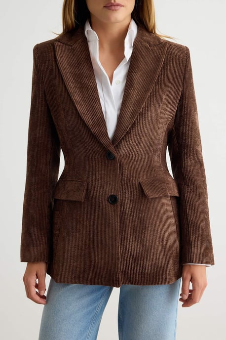 TRENDYOLMİLLA Women's Brown Plain Long Fitted Blazers - Image 3