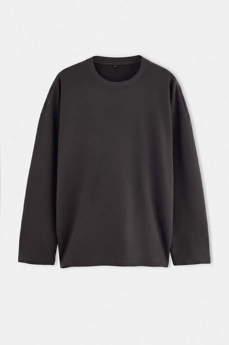 TRENDYOL MAN Men's Gray Plain Long Oversize Plus Size Sweatshirts - Image 3