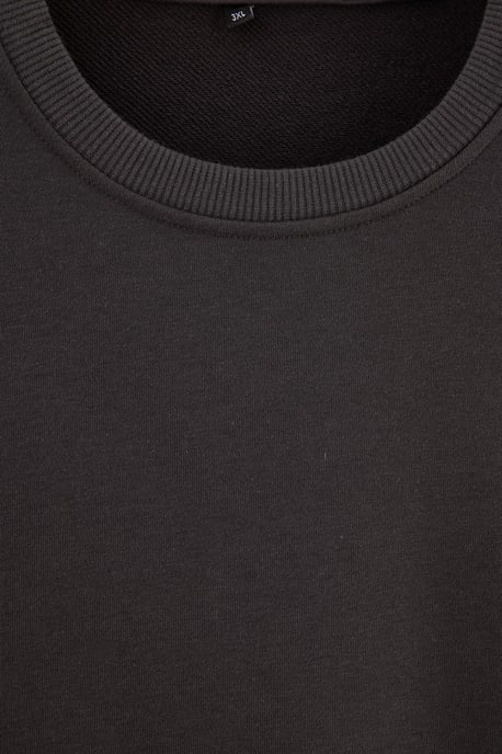 TRENDYOL MAN Men's Gray Plain Long Oversize Plus Size Sweatshirts - Image 4