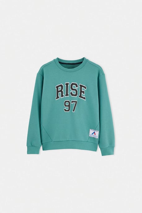 TRENDYOLKIDS Boys Green Graphic Long Regular fit Sweatshirts - Image 5