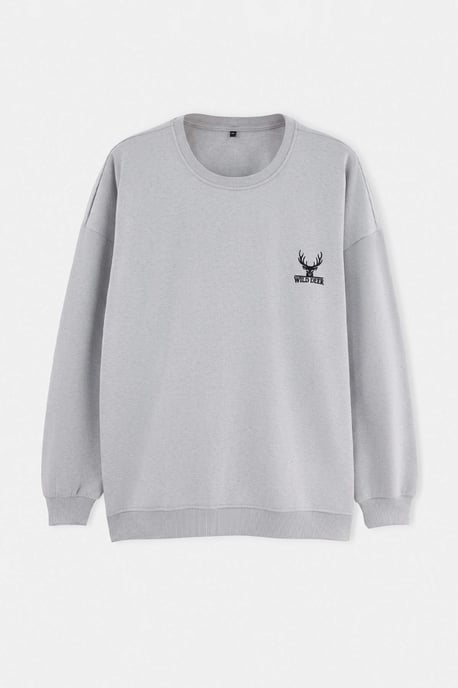 TRENDYOL MAN Men's Gray Plain Long Oversize Plus Size Sweatshirts - Image 3