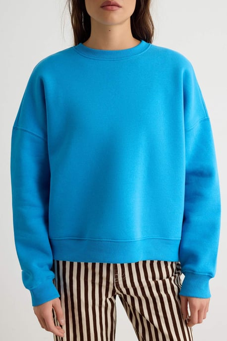 TRENDYOLMİLLA Dames Blauw Effen Lang, Oversized Sweatshirts - Image 2