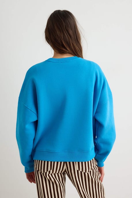 TRENDYOLMİLLA Dames Blauw Effen Lang, Oversized Sweatshirts - Image 3