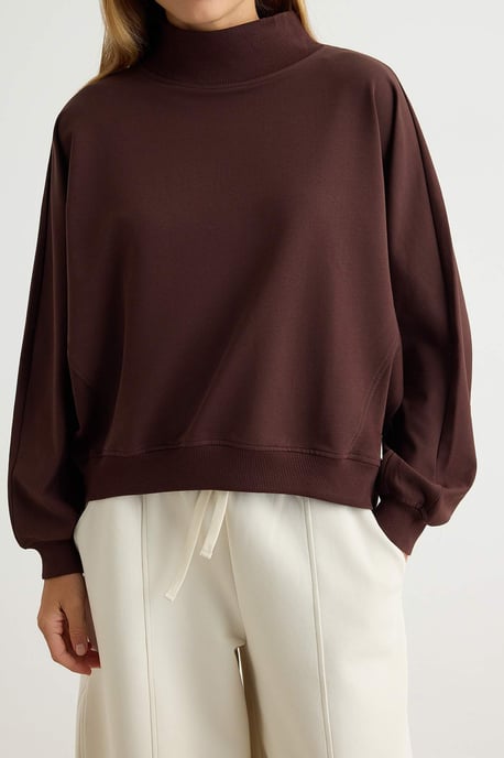 TRENDYOLMİLLA Women's Brown Plain Long Oversize Sweatshirts - Image 2