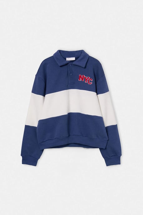 TRENDYOLKIDS Boys Dark blue Graphic Long Regular fit Sweatshirts - Image 1
