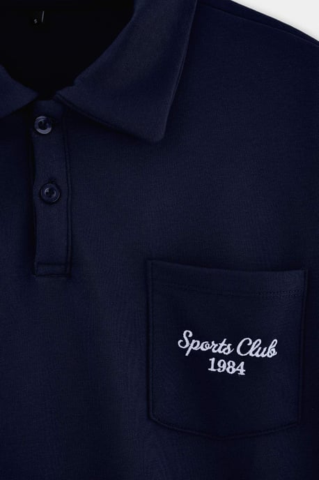 TRENDYOL MAN Men's Dark blue Embroidered Long Oversize Sweatshirts - Image 3