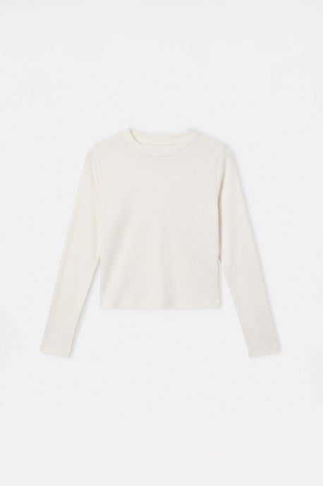 TRENDYOLKIDS Flickor Ecru Enfärgad Lång, Regular fit T-shirts - Image 4