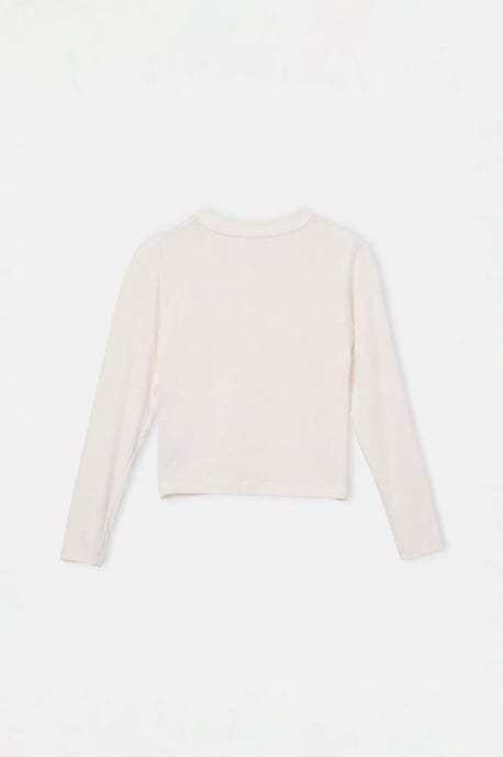 TRENDYOLKIDS Flickor Ecru Enfärgad Lång, Regular fit T-shirts - Image 5