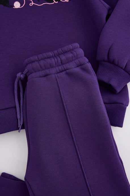 TRENDYOLKIDS Girls Purple Plain Long Regular fit Two Piece Sets - Image 5