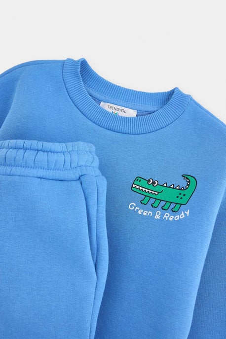 TRENDYOLKIDS Boys Blue Graphic Long Oversize Two Piece Sets - Image 3