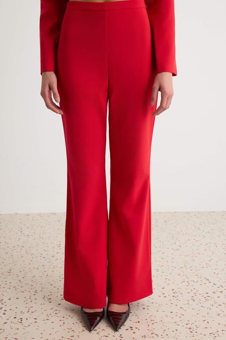 TRENDYOLMİLLA Dames Rood Effen Lang, Getailleerd Tweedelig Sets - Image 3