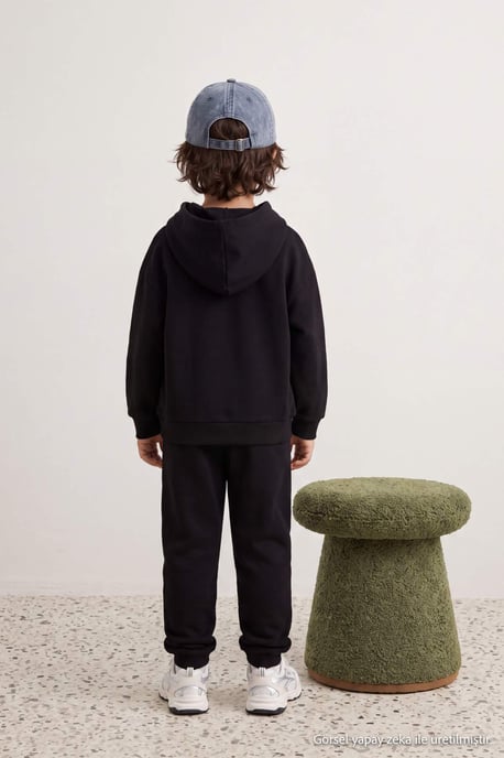 TRENDYOLKIDS Boys Black Plain Long Regular fit Two Piece Sets - Image 4