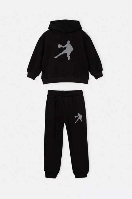 TRENDYOLKIDS Boys Black Plain Long Regular fit Two Piece Sets - Image 5